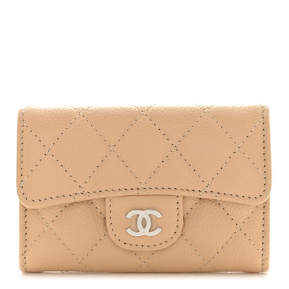 Chanel Caviar Quilted Flap Card Holder Wallet Beige 1 of 9