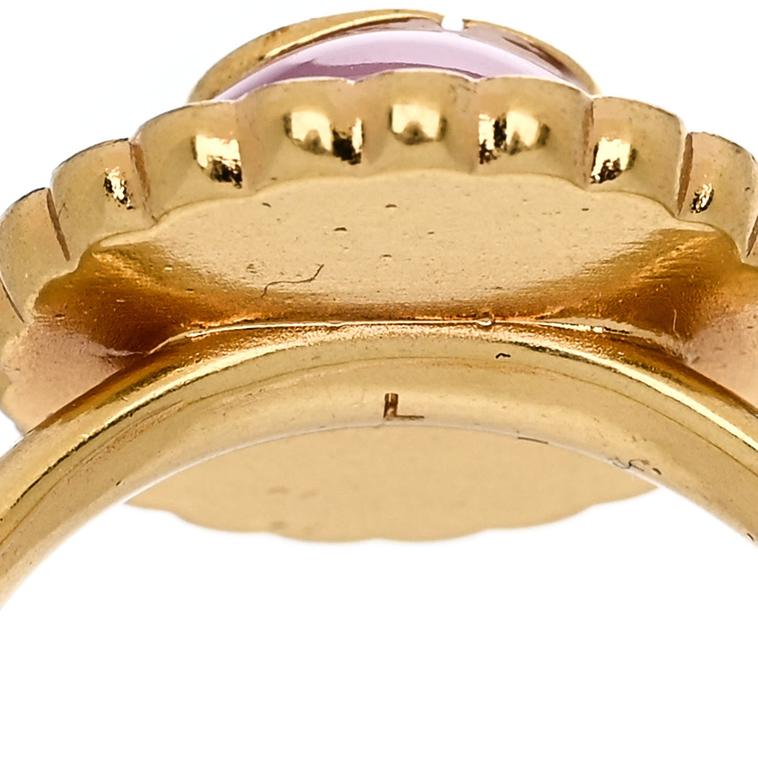Christian Dior Metal Crystal Glass Petit CD Baroque Ring L Gold Pink 5 of 6