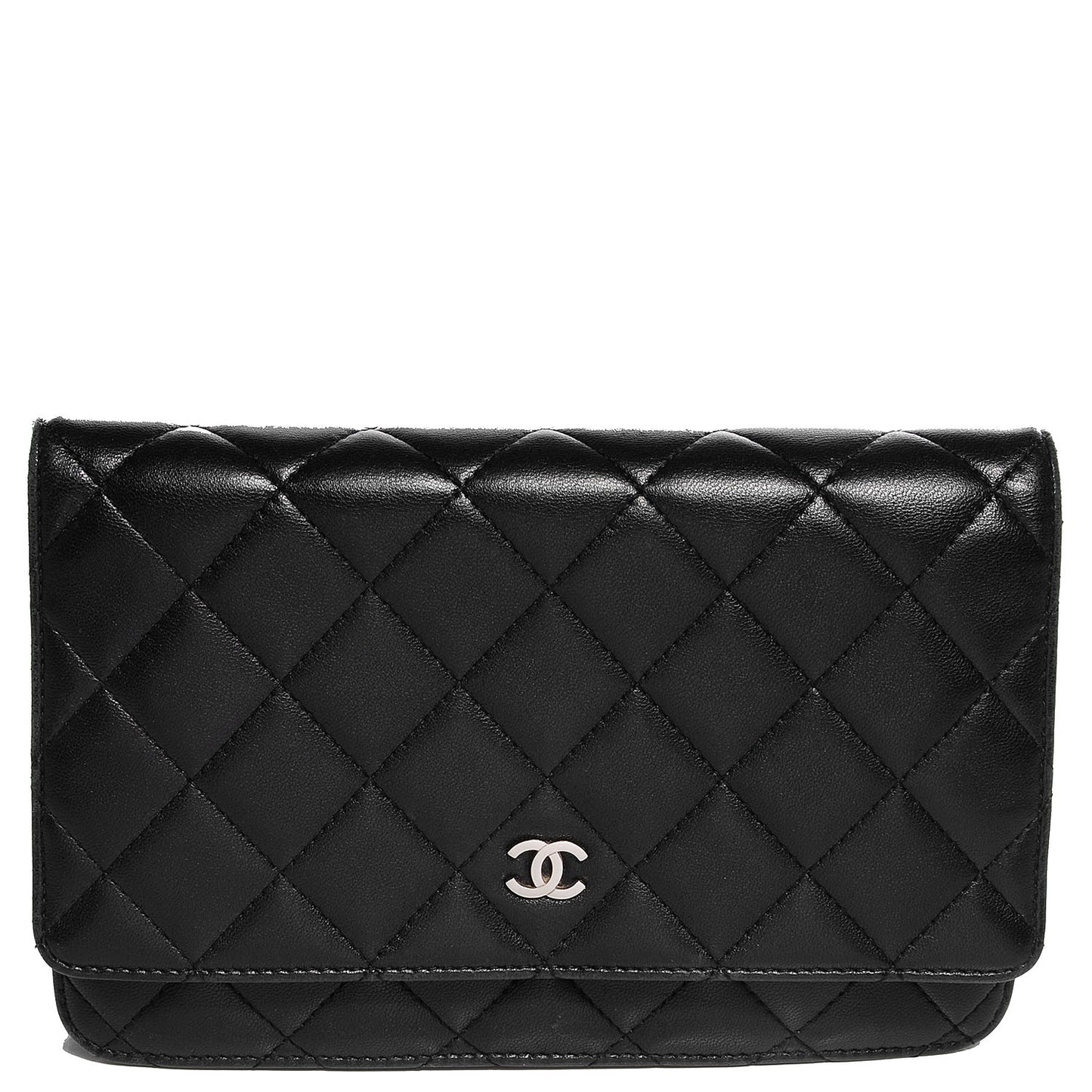 Lambskin Quilted Wallet On Chain WOC Black