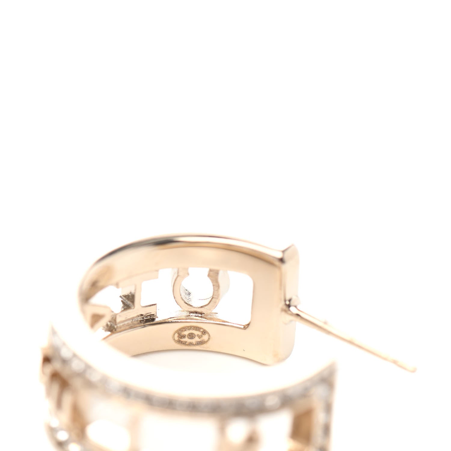 Chanel Metal Crystal Bow-tiful CC Hoop Earrings Gold 4 of 4