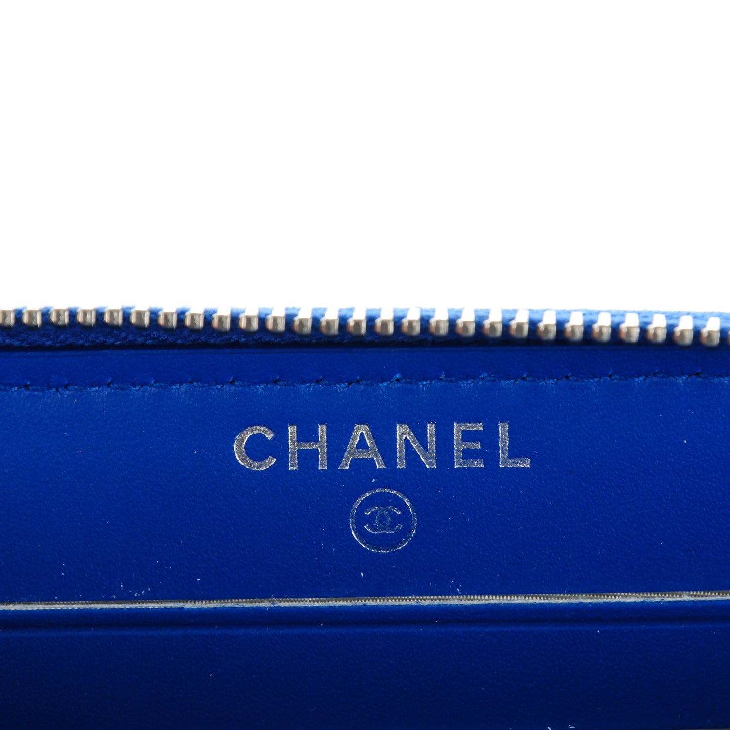 Caviar Chevron Quilted Small Zip Around Wallet Bright Blue