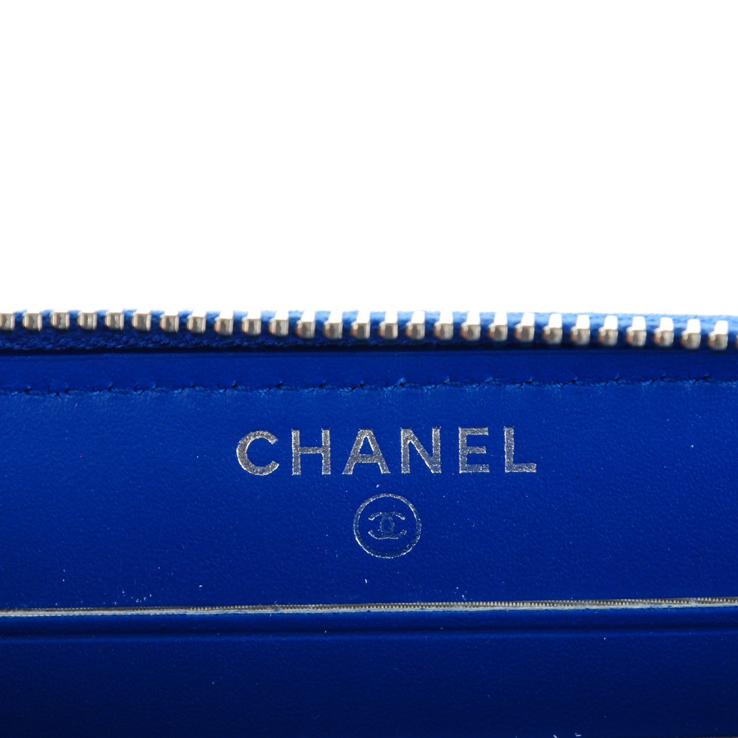 Chanel Caviar Chevron Quilted Small Zip Around Wallet Bright Blue 6 of 8