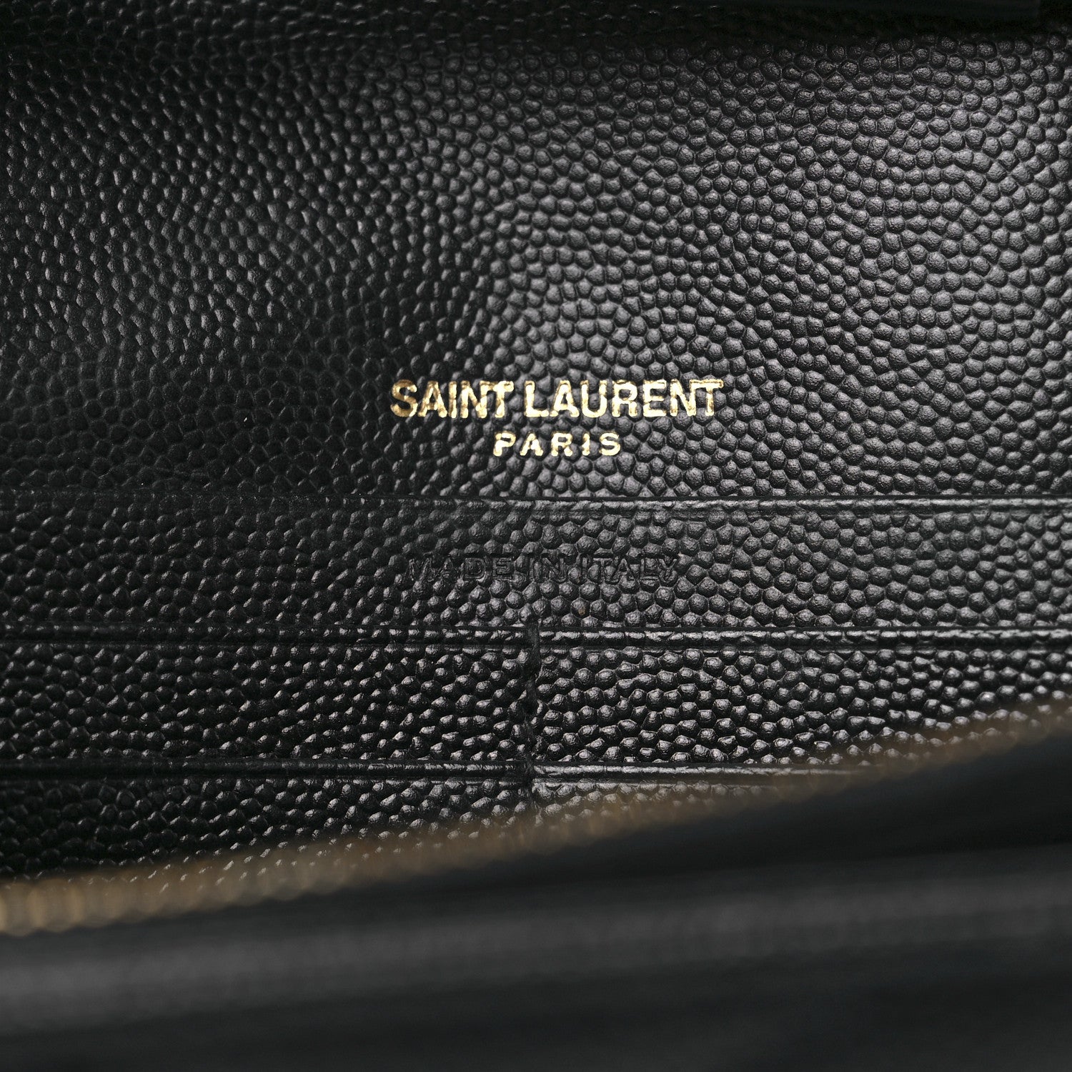 Saint Laurent Grain De Poudre Matelasse Chevron Monogram Chain Wallet Black 7 of 13