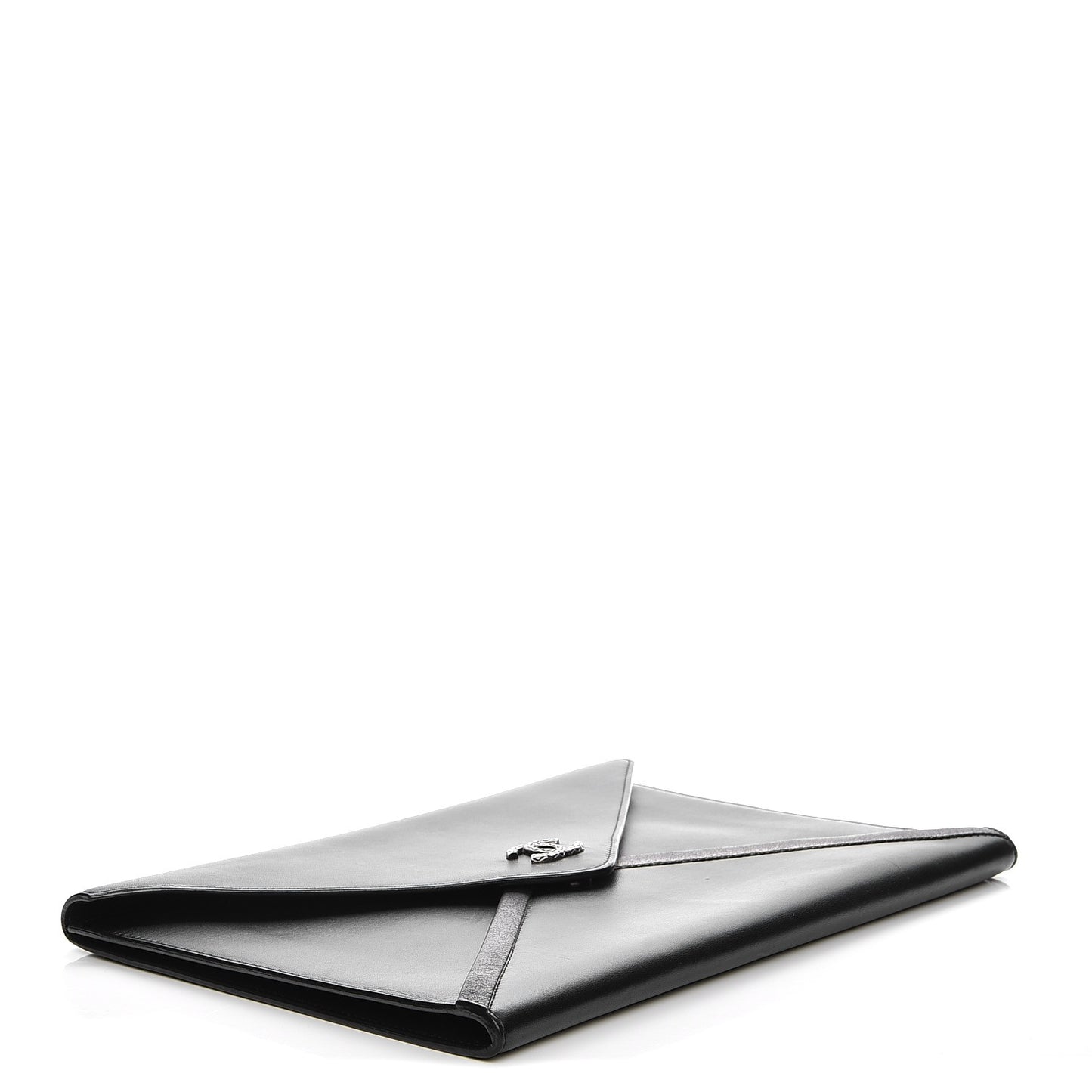 Lambskin Metallic Calfskin Cocomail Envelope Clutch Black Charcoal