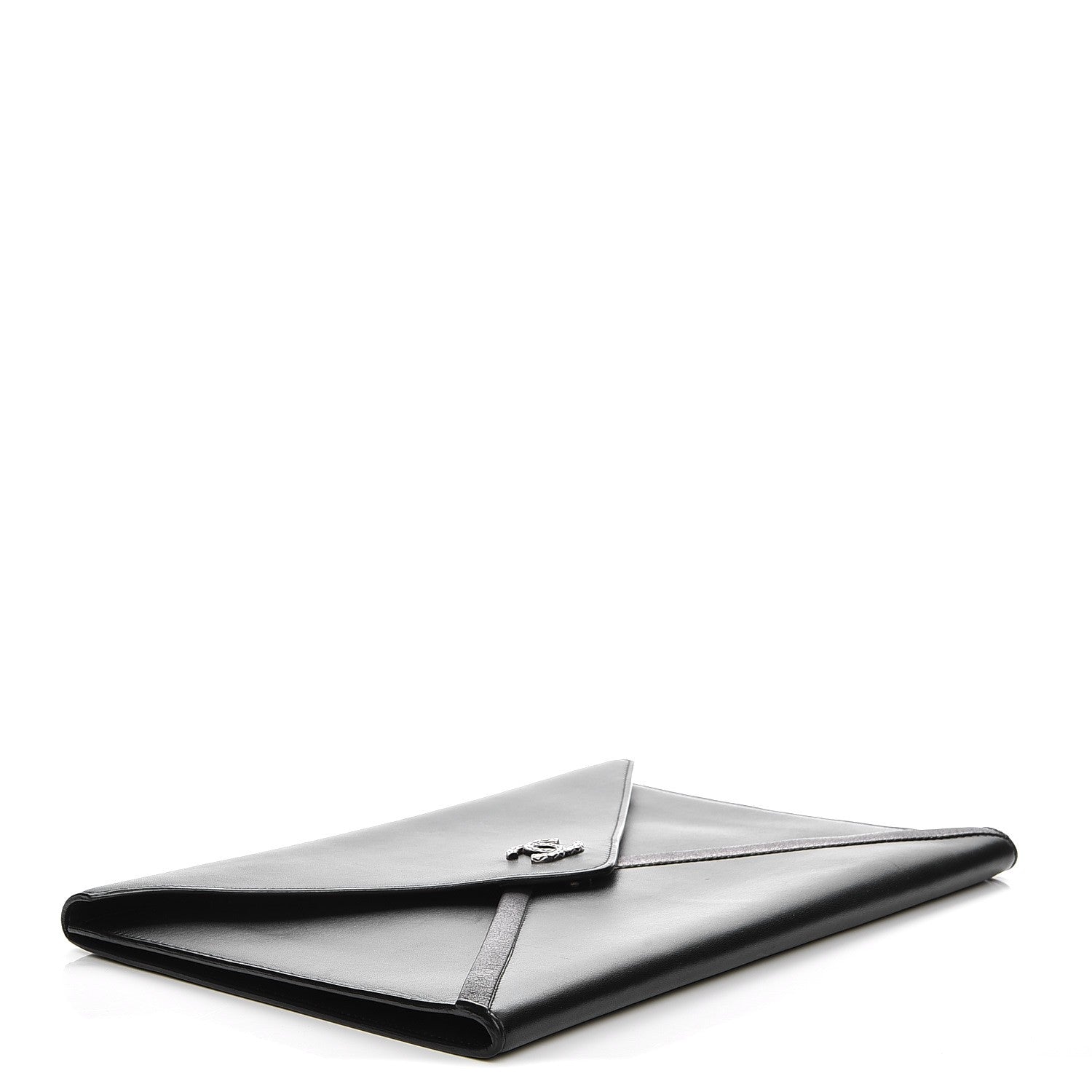 Chanel Lambskin Metallic Calfskin Cocomail Envelope Clutch Black Charcoal 4 of 7