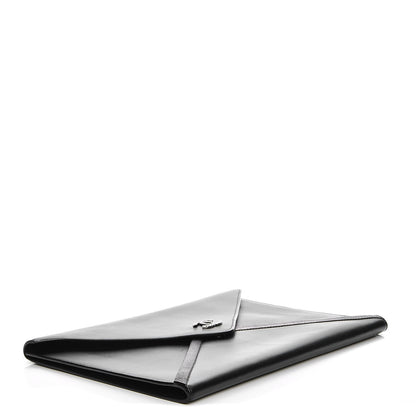 Chanel Lambskin Metallic Calfskin Cocomail Envelope Clutch Black Charcoal 4 of 7
