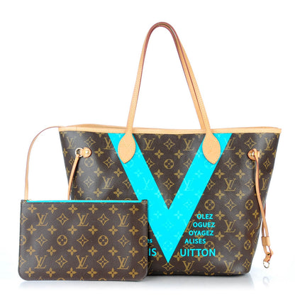 Louis Vuitton Monogram V Neverfull MM Turquoise 1 of 9