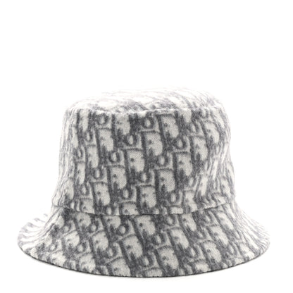 Christian Dior Wool Oblique Jacquard Bucket Hat Grey 10 of 17