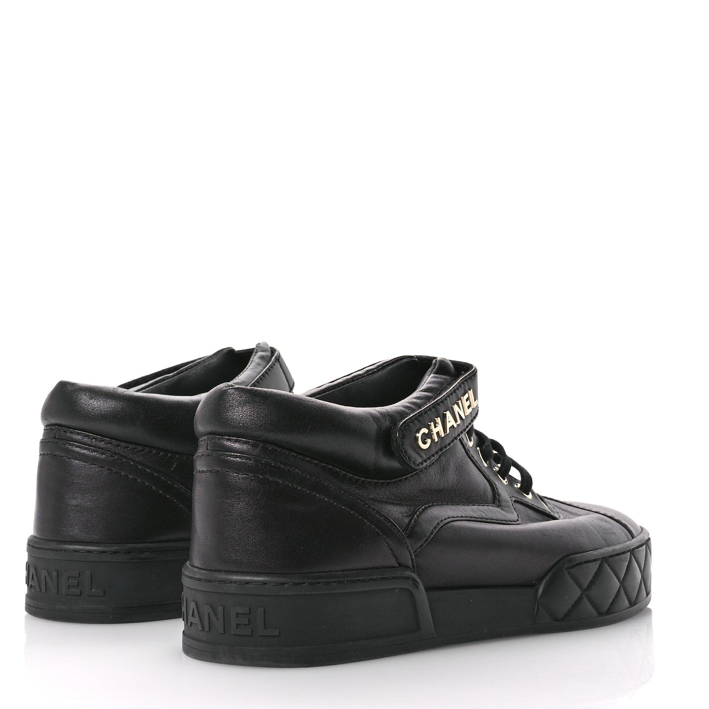 Lambskin Logo Strap Sneakers 39.5 Black