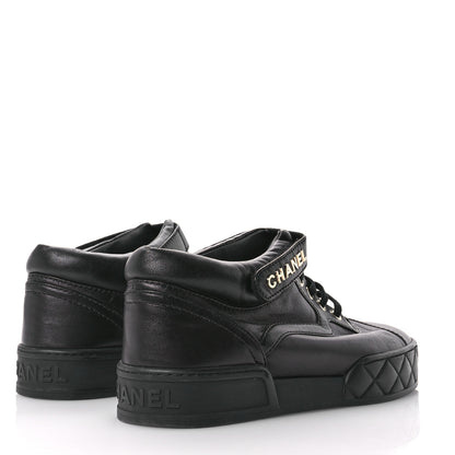 Chanel Lambskin Logo Strap Sneakers 39.5 Black 5 of 9