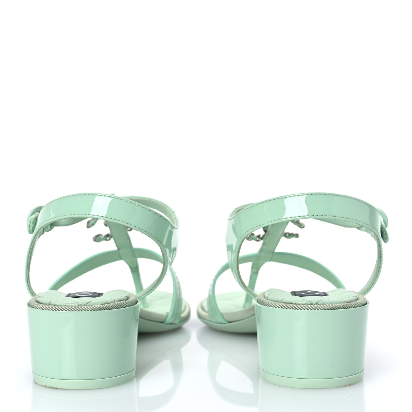 Patent CC Logo Thong Sandals 38.5 Green