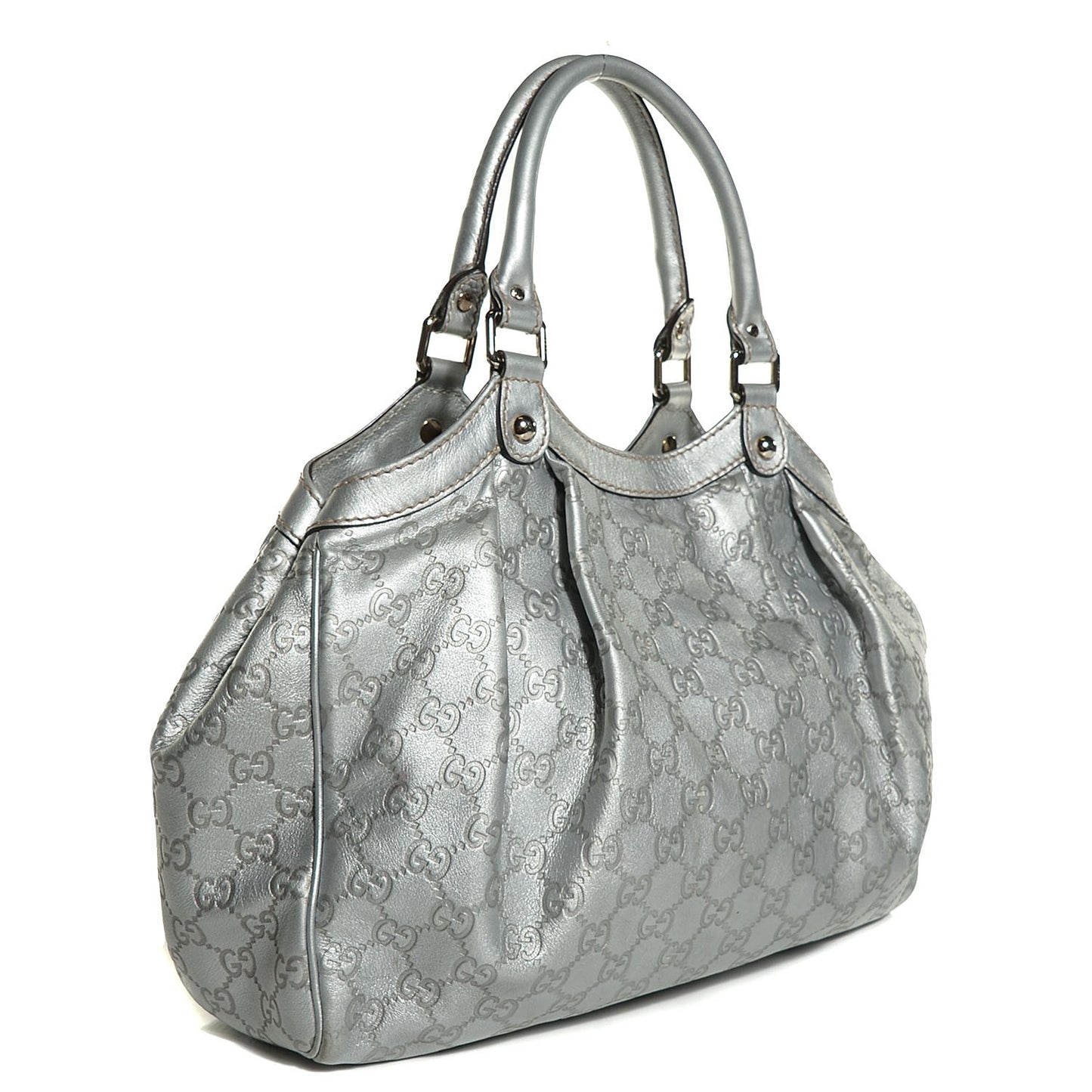 Guccissima Medium Sukey Tote Silver