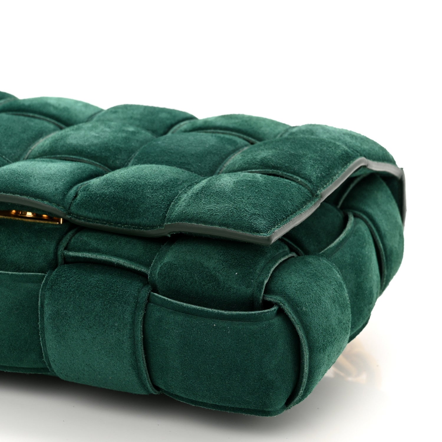 Bottega Veneta Suede Maxi Intrecciato Padded Chain Cassette Crossbody Bag Emerald Green 9 of 9