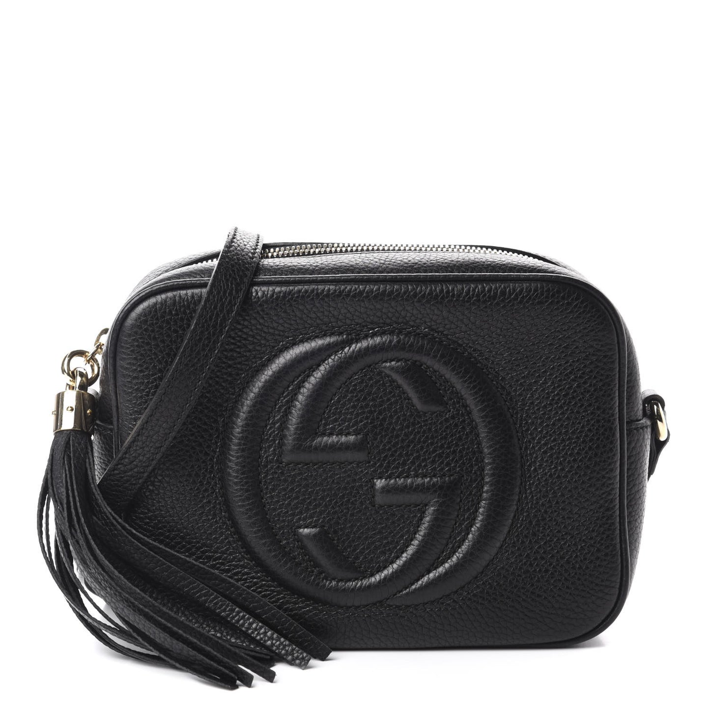 Pebbled Calfskin Small Soho Disco Bag Black