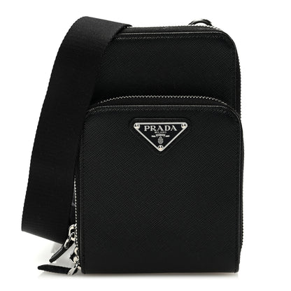 Prada Saffiano Smartphone Case Crossbody Black 1 of 8