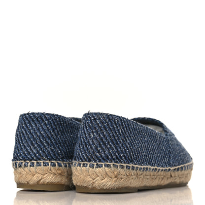 Chanel Cotton Tweed CC Espadrilles 36 Blue Ecru Black 4 of 9