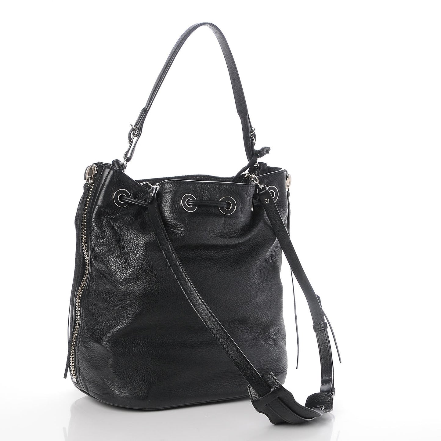Veau Papier Plate Small Bucket Bag Black