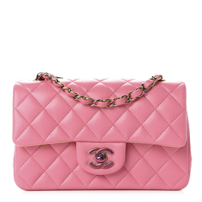 Chanel Lambskin Quilted Mini Rectangular Flap Pink Yellow 1 of 10