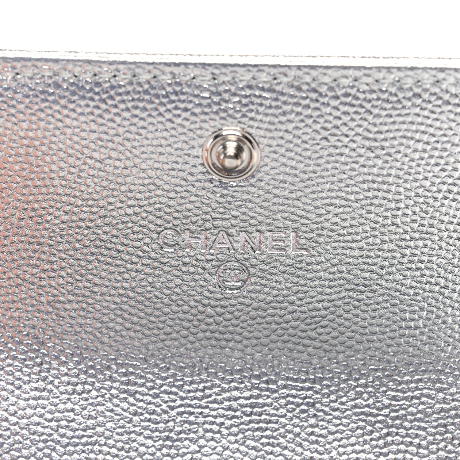 Chanel Metallic Caviar Timeless CC Flap Card Holder Silver 1834971