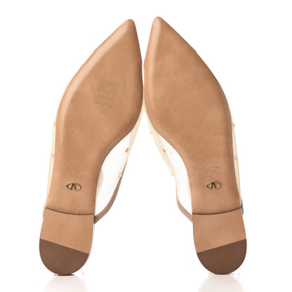 Valentino Garavani Mesh Crystal Cap Toe Slingback Flats 37.5 Nude 5 of 7
