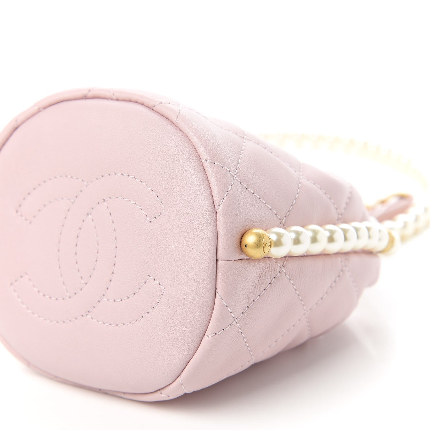 Chanel Calfskin Quilted Pearl Mini About Pearls Drawstring Bucket Light Pink 7 of 11