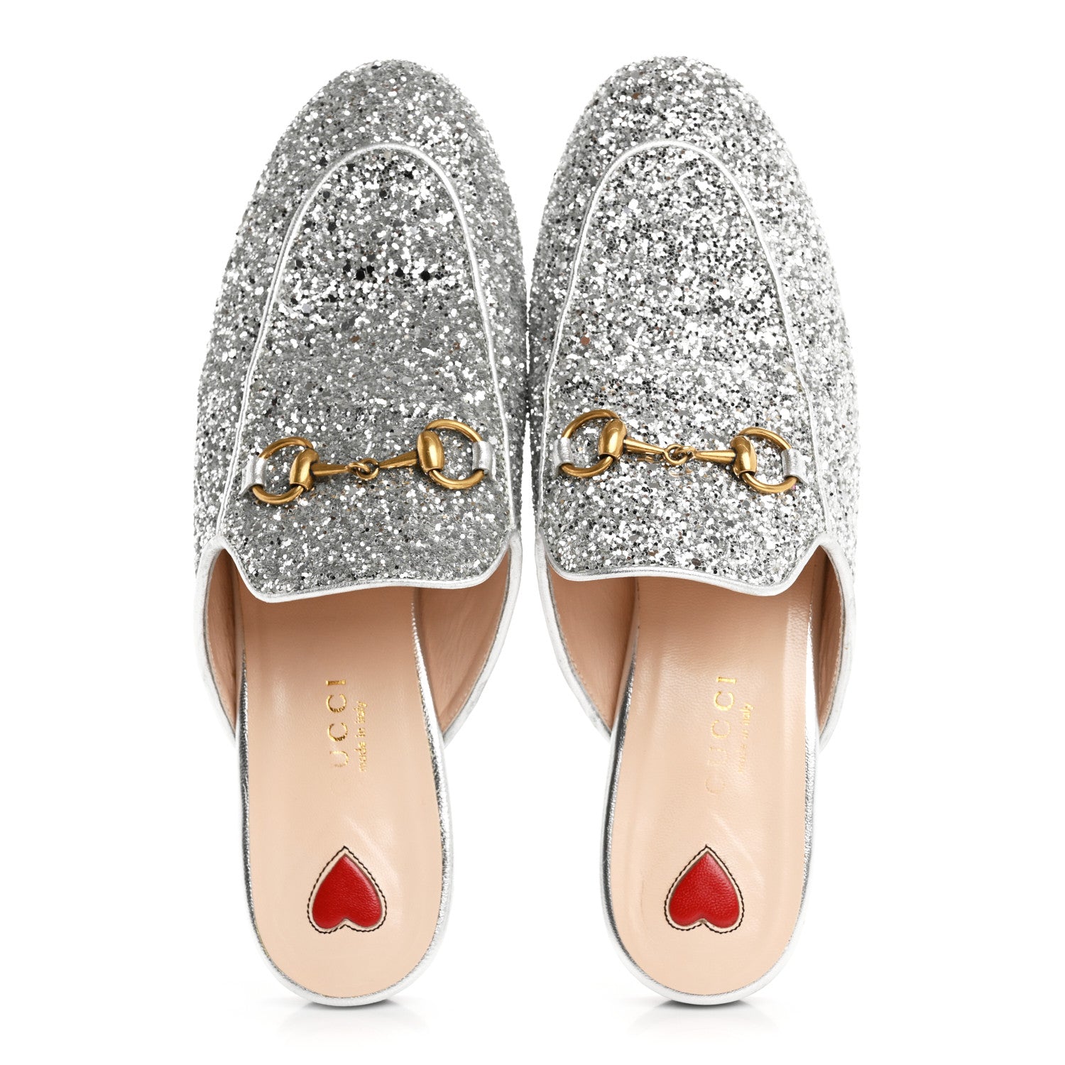 Gucci Glitter Womens Princetown Slippers 36.5 Silver 2 of 9