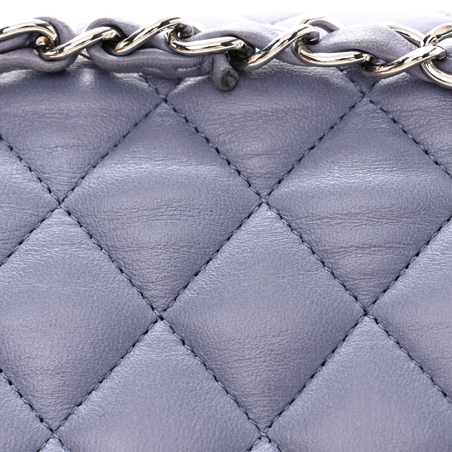 Lambskin Quilted Medium Double Flap Light Purple
