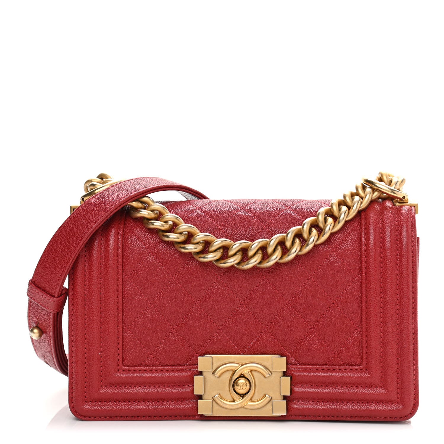 Chanel Caviar Quilted Small Boy Flap Red 1 of 11