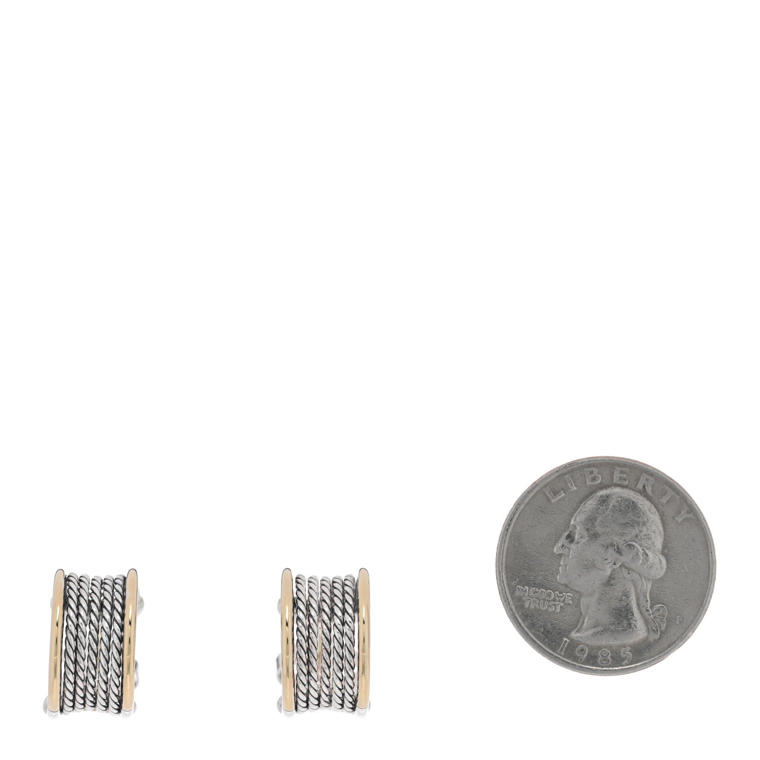 David Yurman Sterling Silver 18K Yellow Gold Origami Earrings 2 of 4