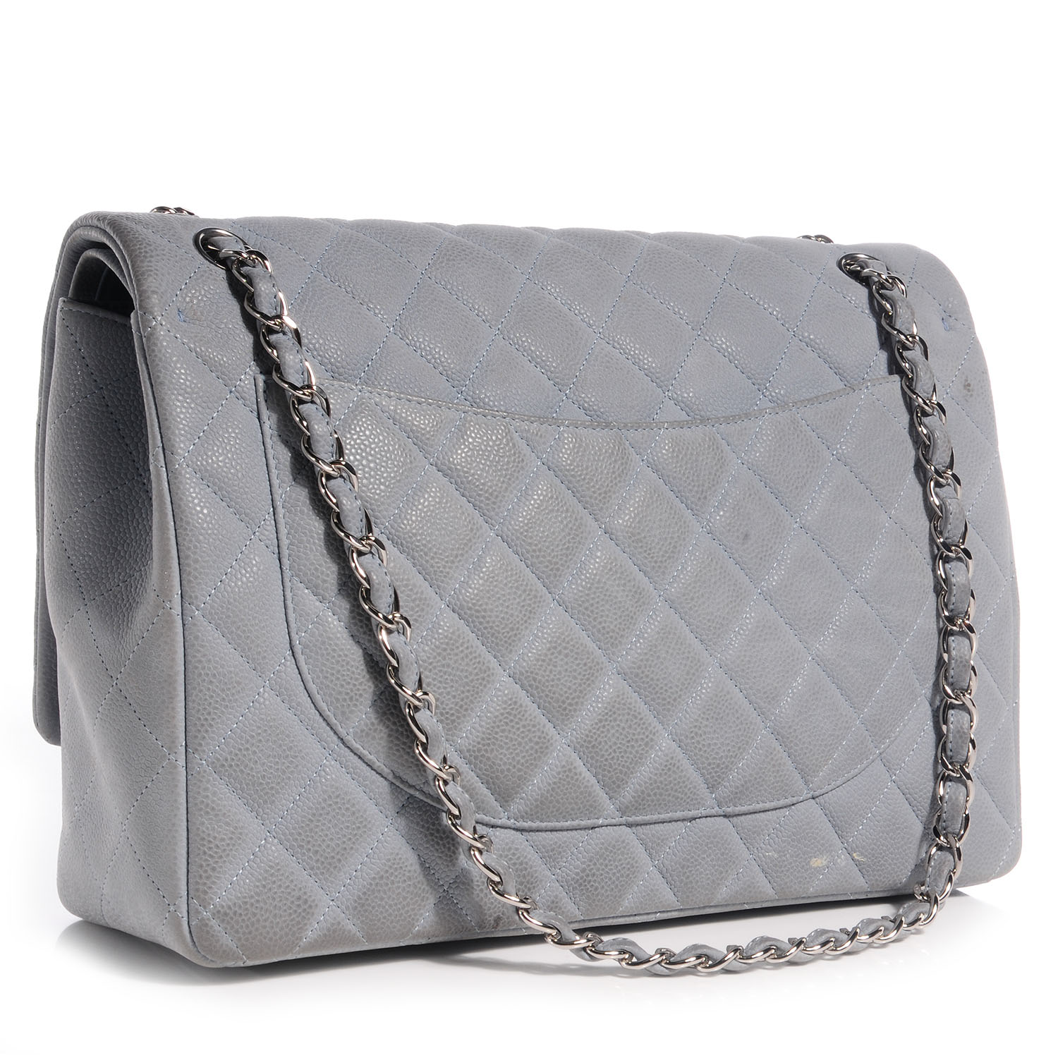 Chanel Iridescent Caviar Maxi Double Flap Grey 3 of 9