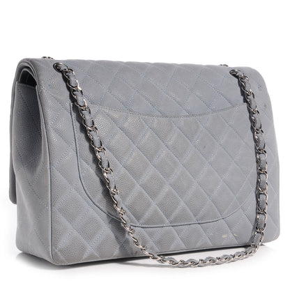 Chanel Iridescent Caviar Maxi Double Flap Grey 3 of 9