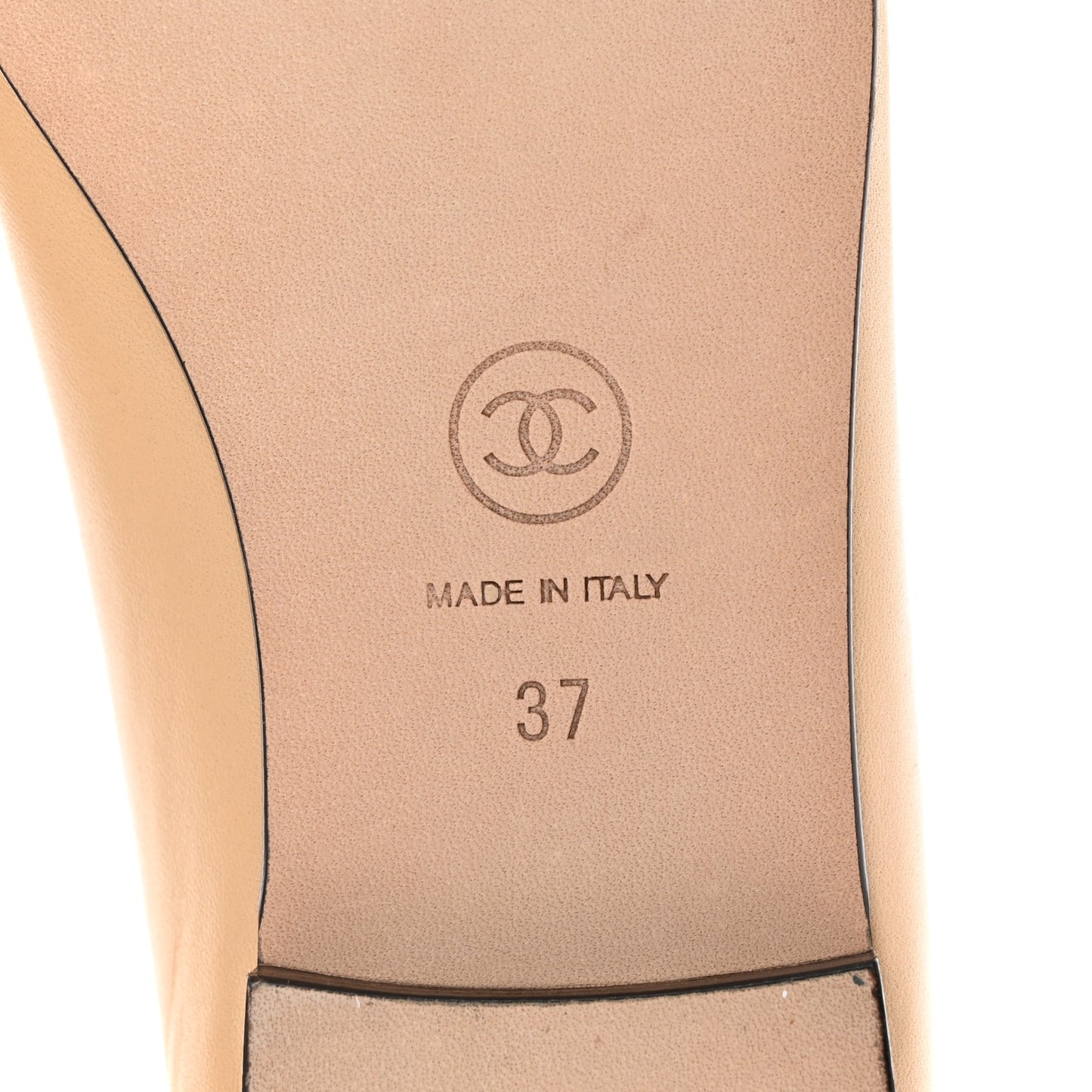 Lambskin Cap Toe CC Ballerina Flats 37 Beige Black