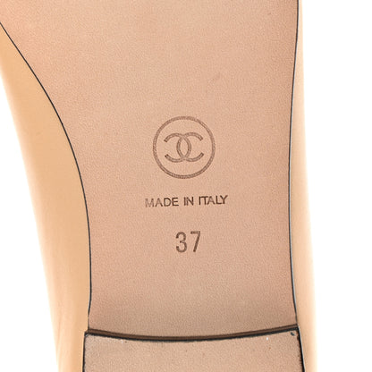 Chanel Lambskin Cap Toe CC Ballerina Flats 37 Beige Black 6 of 9