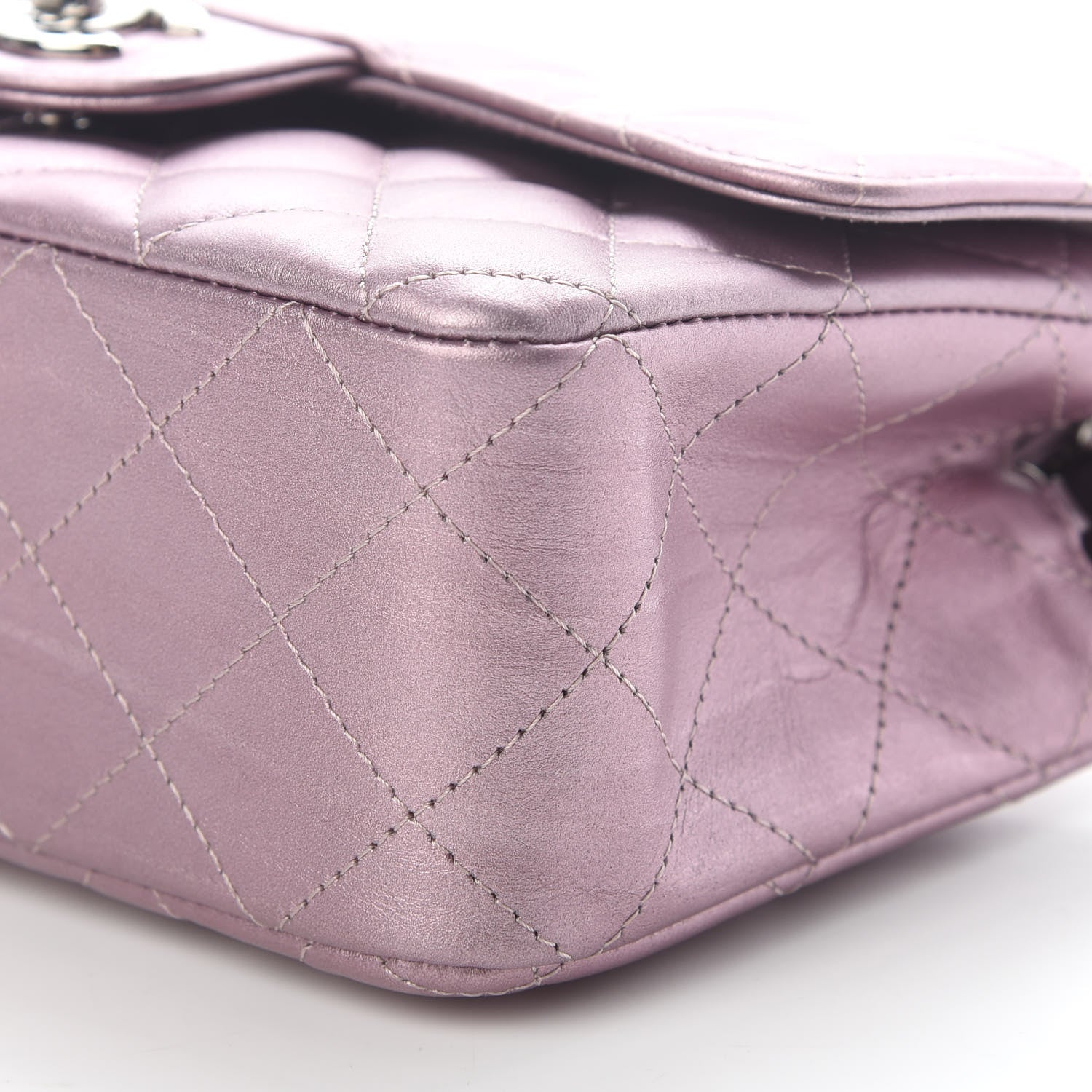 Chanel Metallic Calfskin Quilted Mini Rectangular Flap Pink 9 of 9