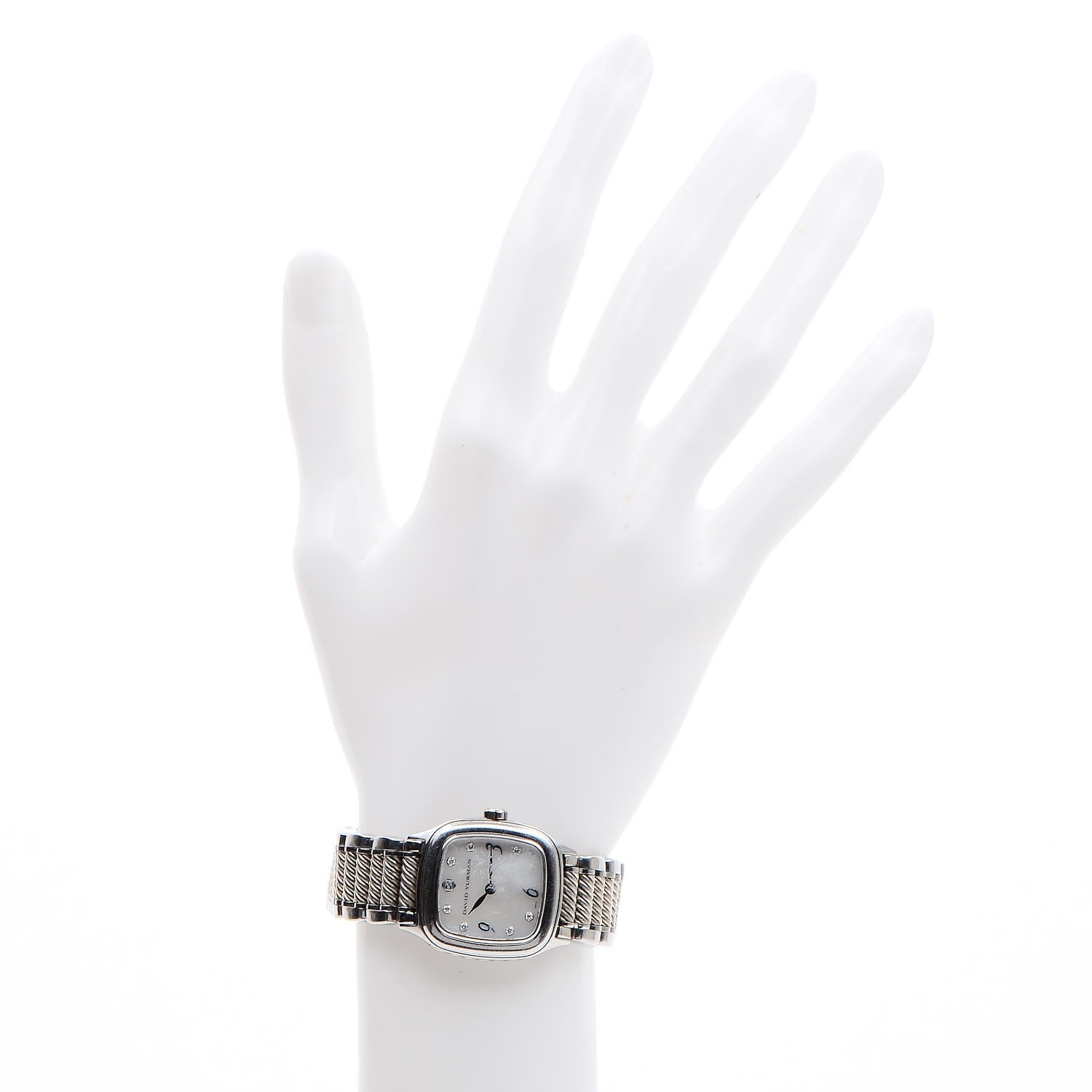 David Yurman Stainless Steel Sterling Silver Diamond Mother of Pearl 25mm Thoroughbred Quartz Watch 2 of 8