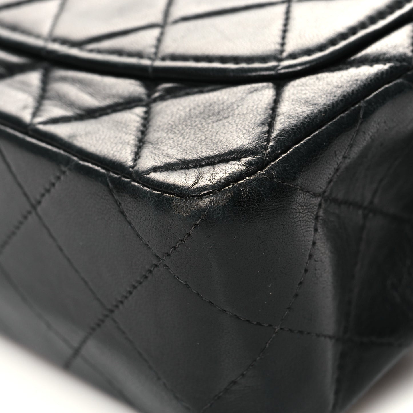 Lambskin Quilted Mini Square Flap Bag Black