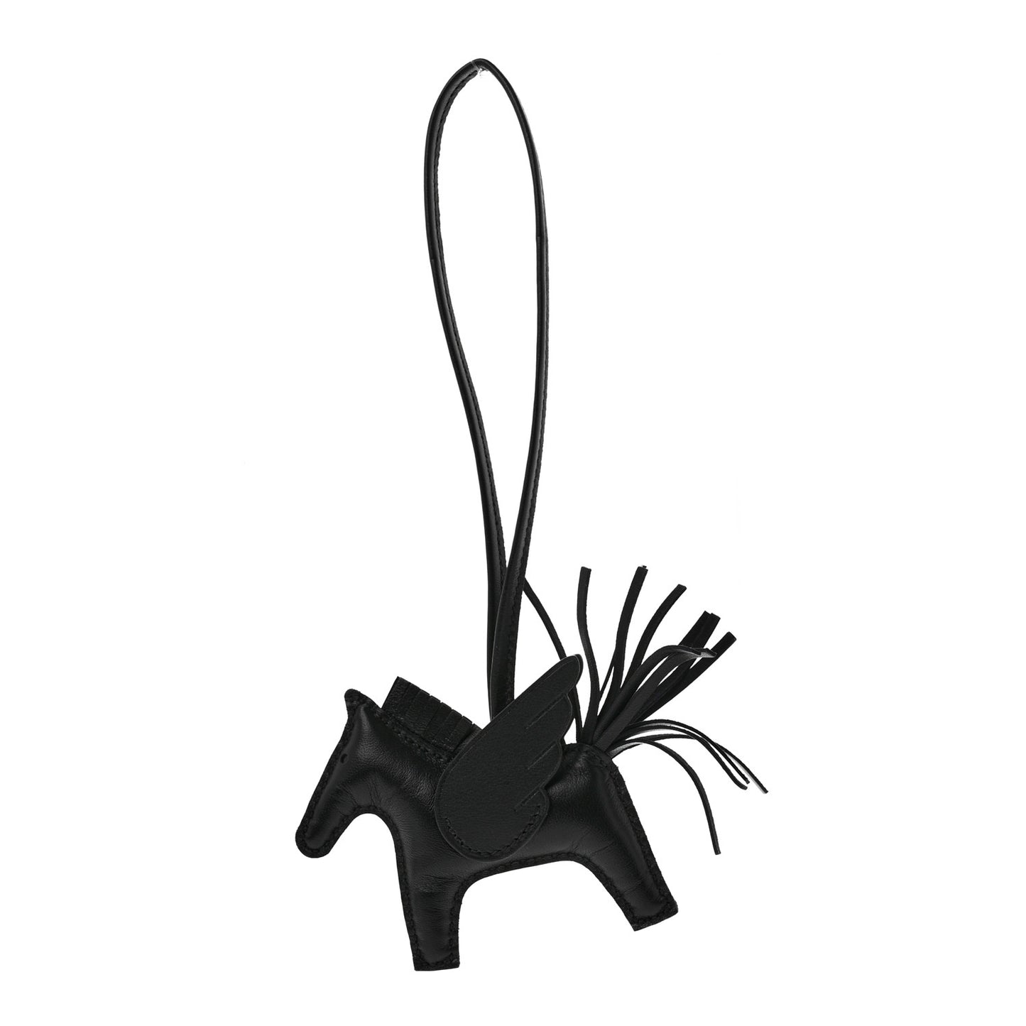 Milo Lambskin Grigri Rodeo Horse Bag Charm MM So Black