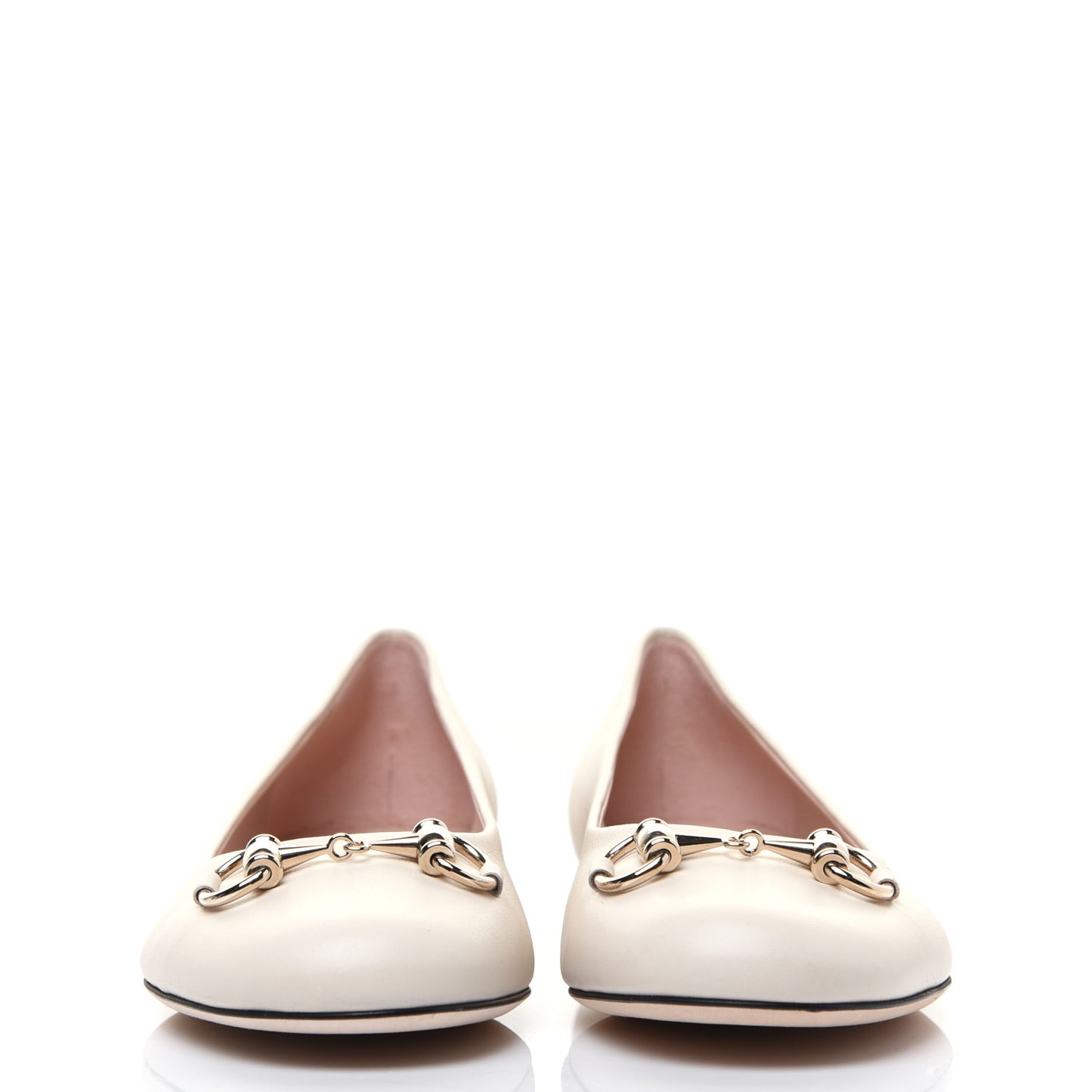 Calfskin Horsebit Ballerina Flats 38 White