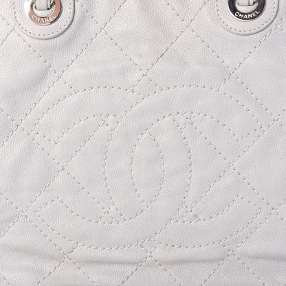 Chanel Grained Calfskin Quilted Small Daily Shopping Tote Light Grey 9 of 11