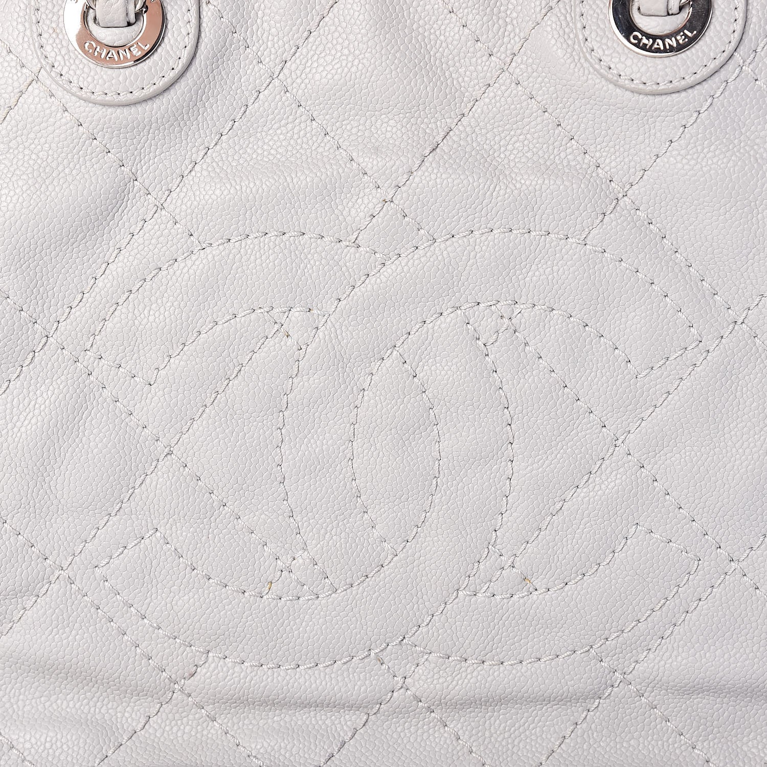 Chanel Grained Calfskin Quilted Small Daily Shopping Tote Light Grey 9 of 11