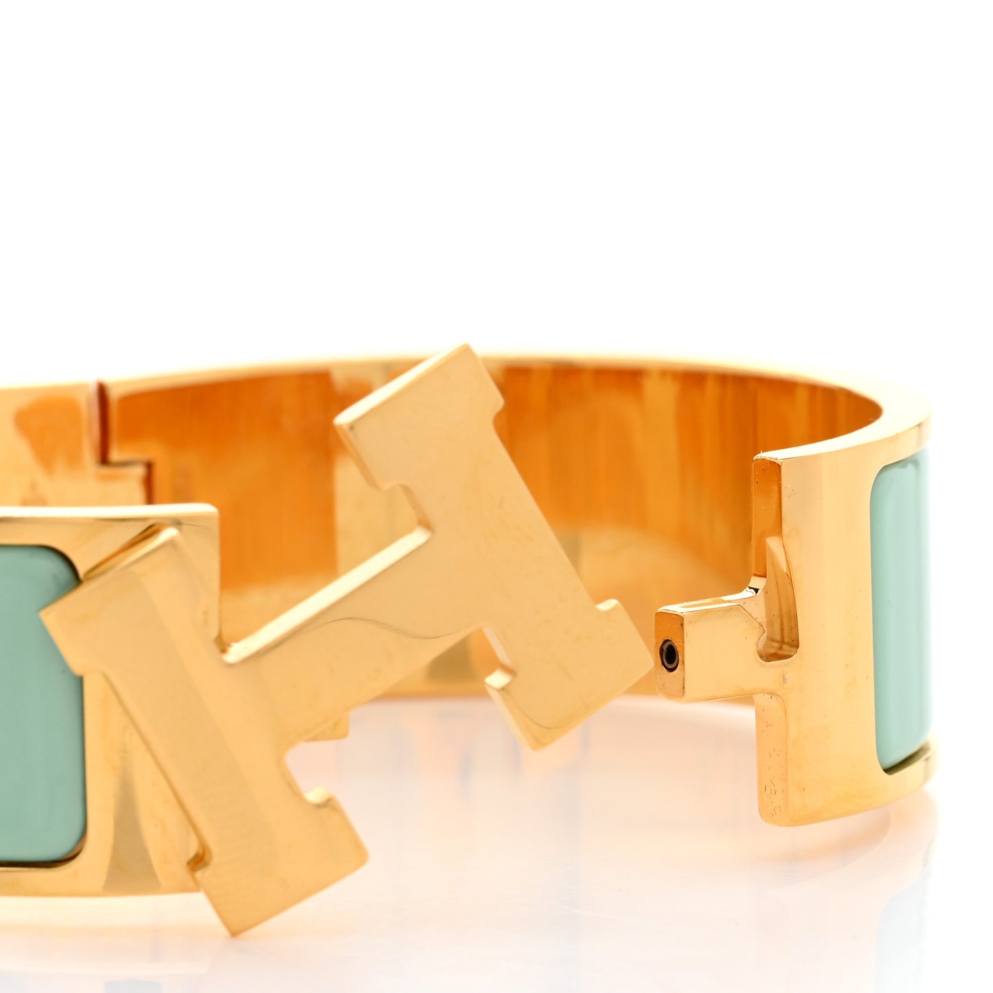 Enamel Wide Clic Clac H Bracelet PM Vert Aqua