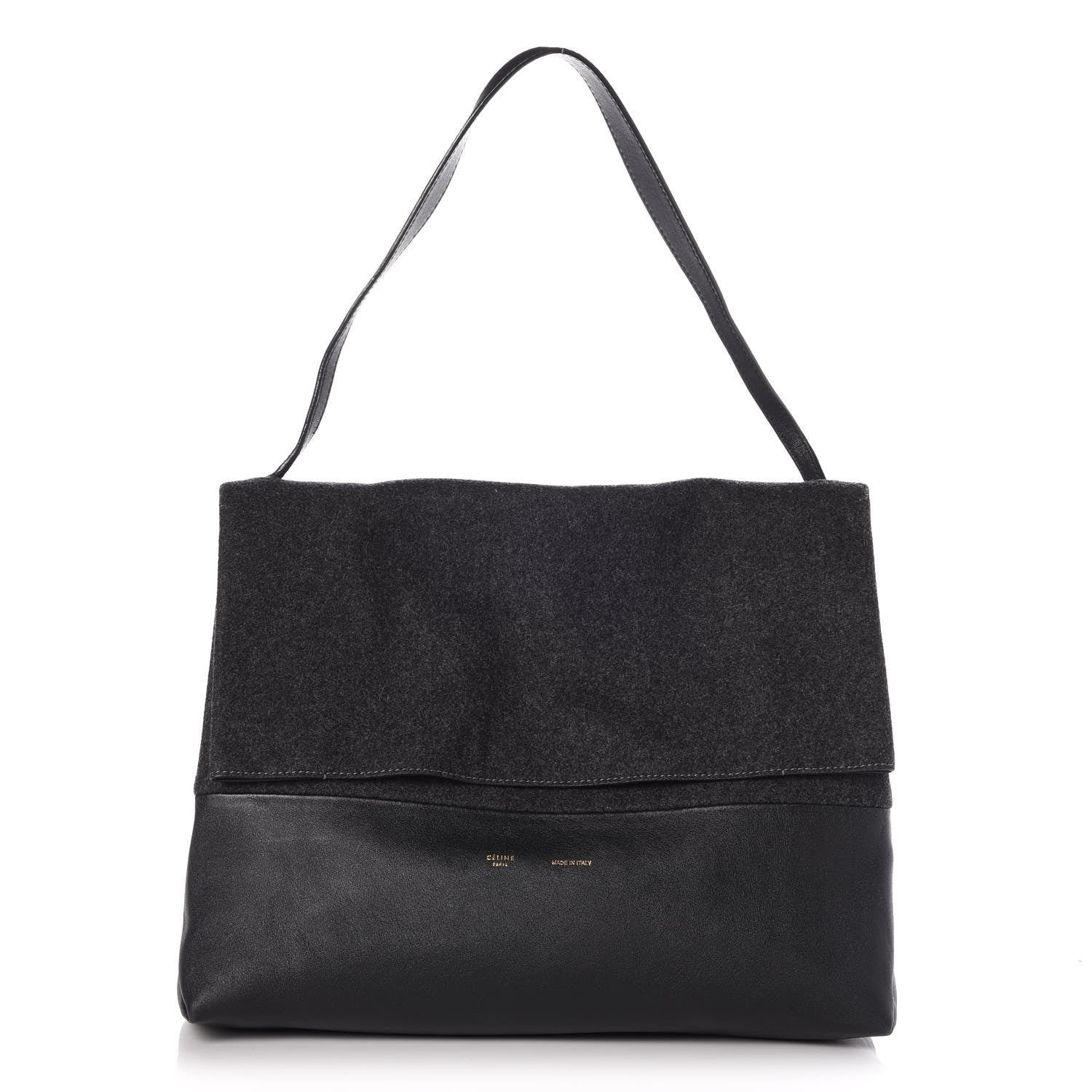 Celine Calfskin Felt All Soft Shoulder Bag Dark Grey 1 of 7