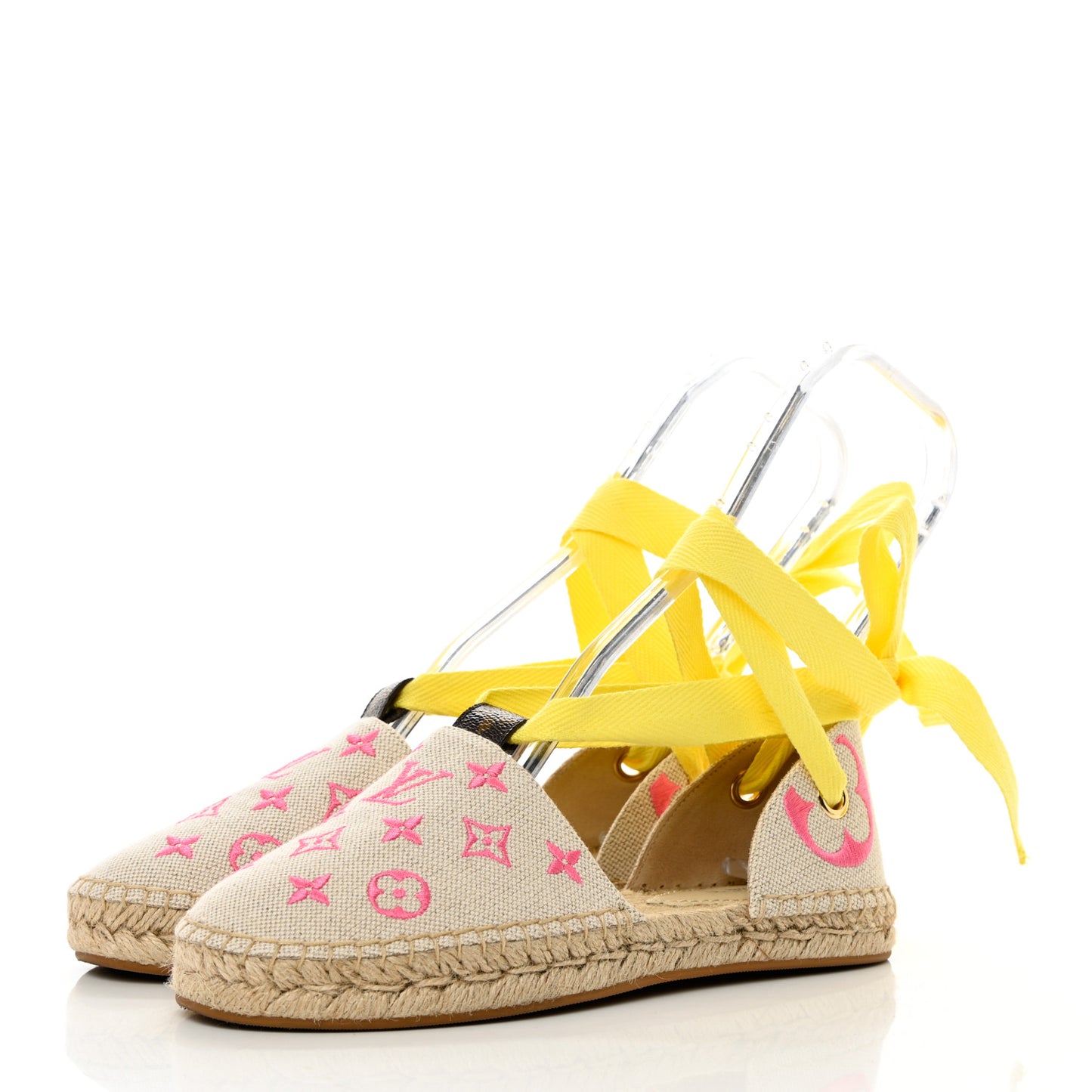 Canvas Monogram Starboard Wedge Espadrilles 37.5 Rose Pop