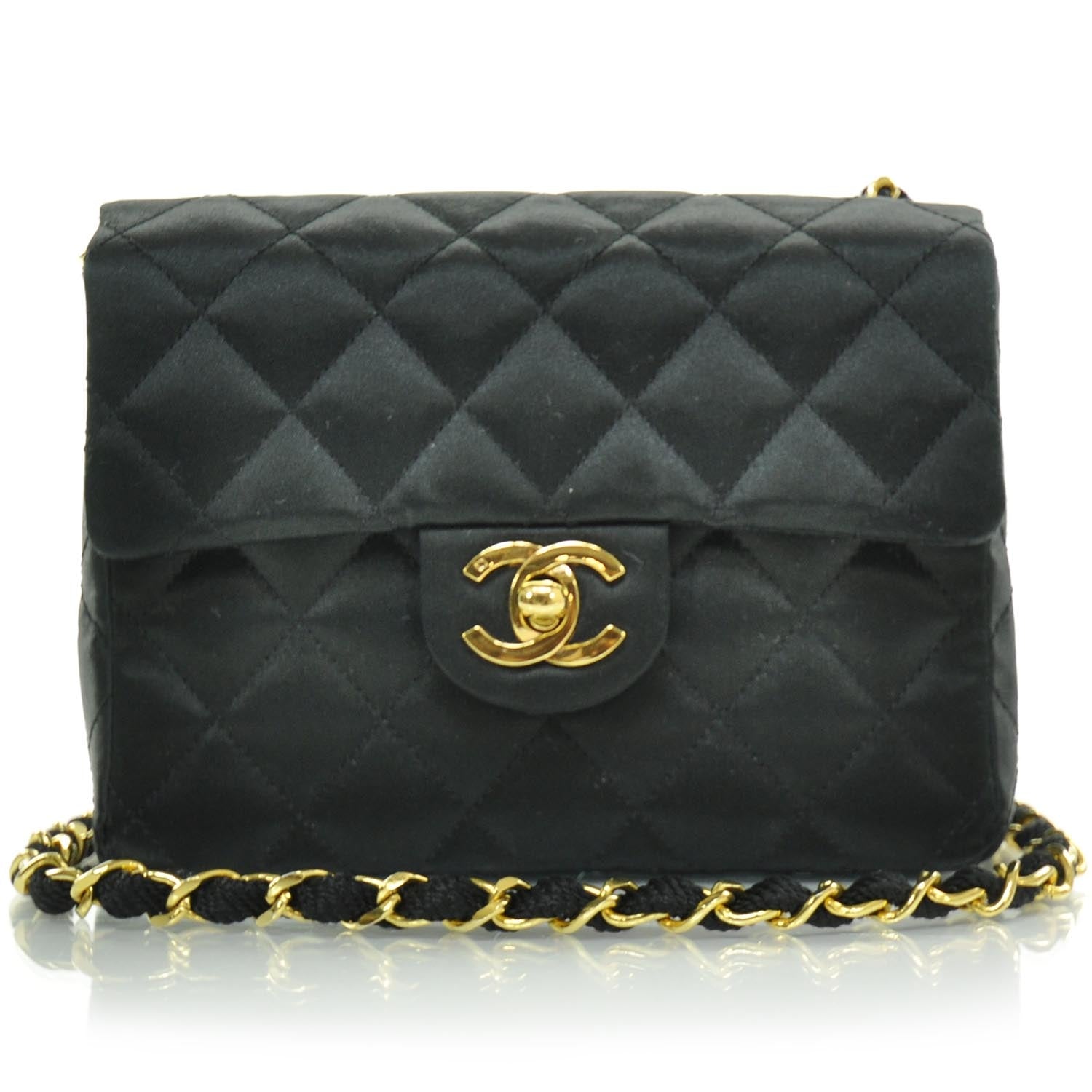 Chanel Satin Quilted Mini Flap Black 1 of 9