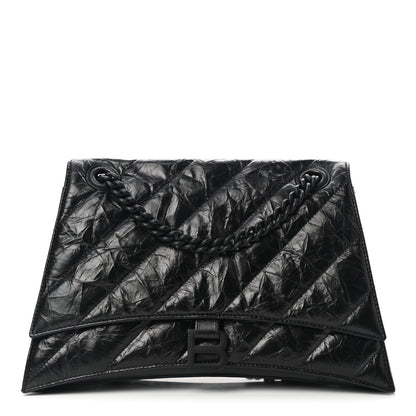 Balenciaga Crushed Calfskin Quilted Matte Black Hardware Medium Crush Chain Bag Black 1 of 10