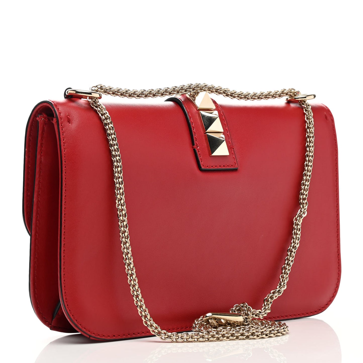 Vitello Medium Glam Lock Rockstud Flap Red