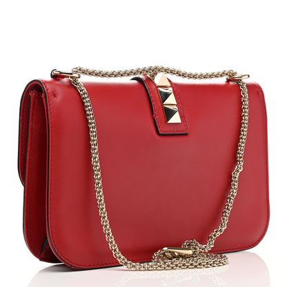 Valentino Garavani Vitello Medium Glam Lock Rockstud Flap Red 3 of 9