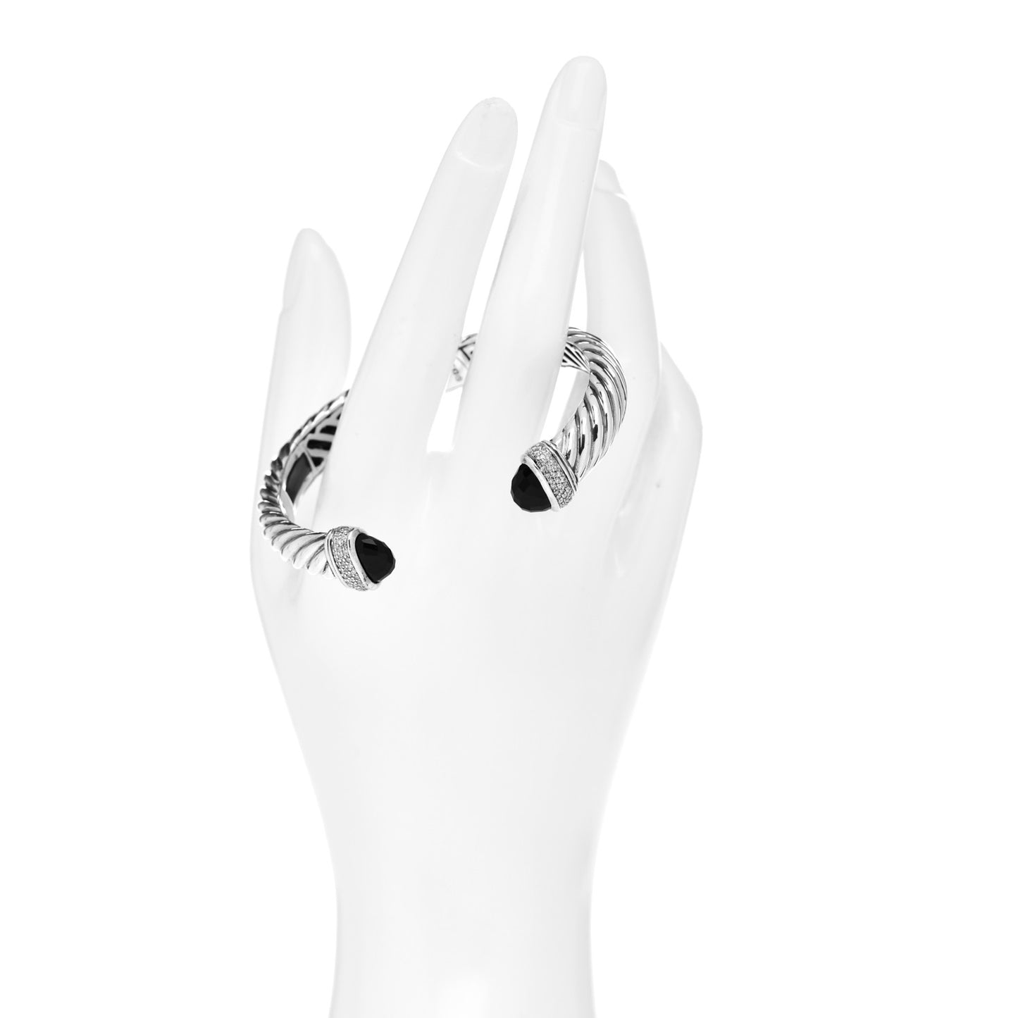 Sterling Silver Diamond Black Onyx 10mm Waverly Bracelet