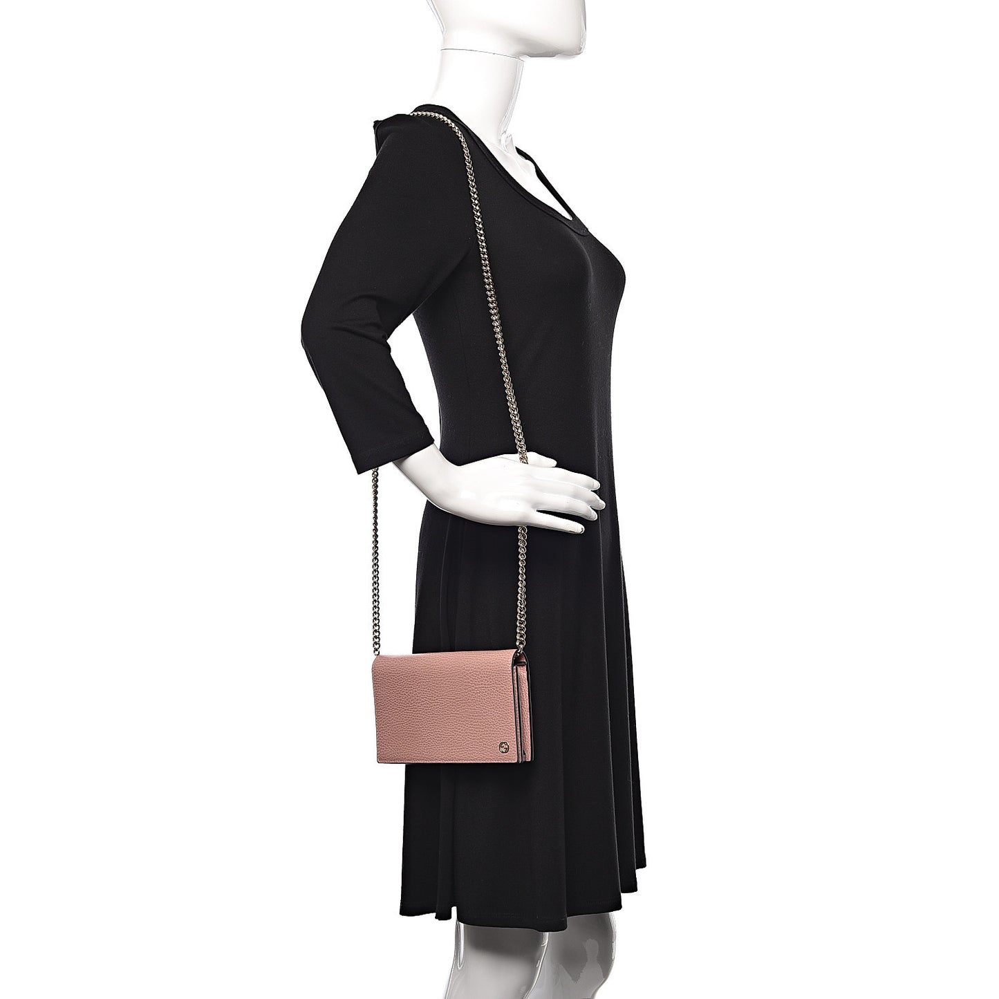 Dollar Calfskin Medium Betty Chain Wallet Soft Pink