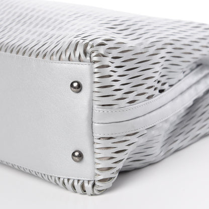 Chanel Calfskin Laser Cut Perforated CC Tote Silver 6 of 10